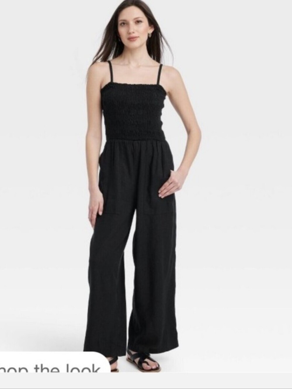 Universal Thread Black Smocked Wide-Leg Jumpsuit